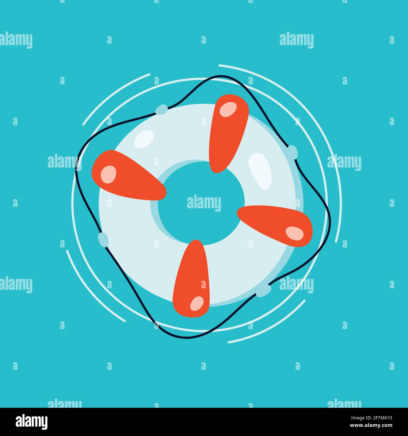 Flat lifebuoy, inflatable swimming ring. Vector illustration. Stock Vector