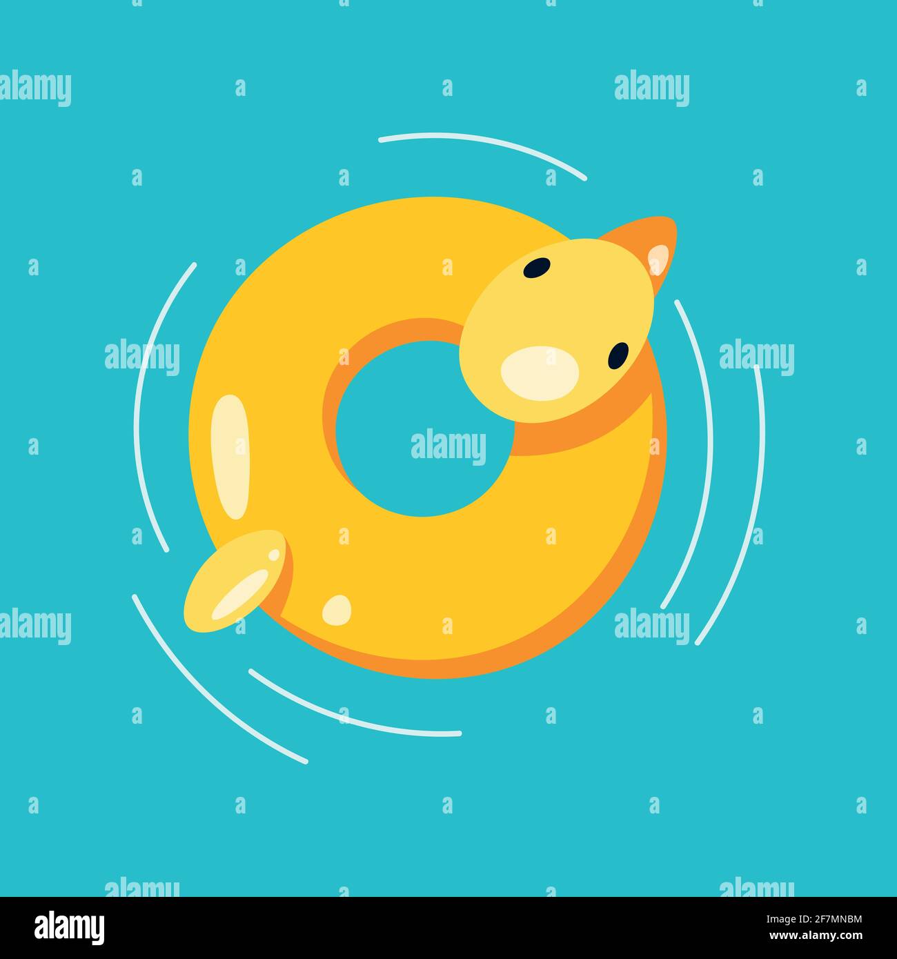 Flat lifebuoy, inflatable swimming ring. Vector illustration. Stock Vector