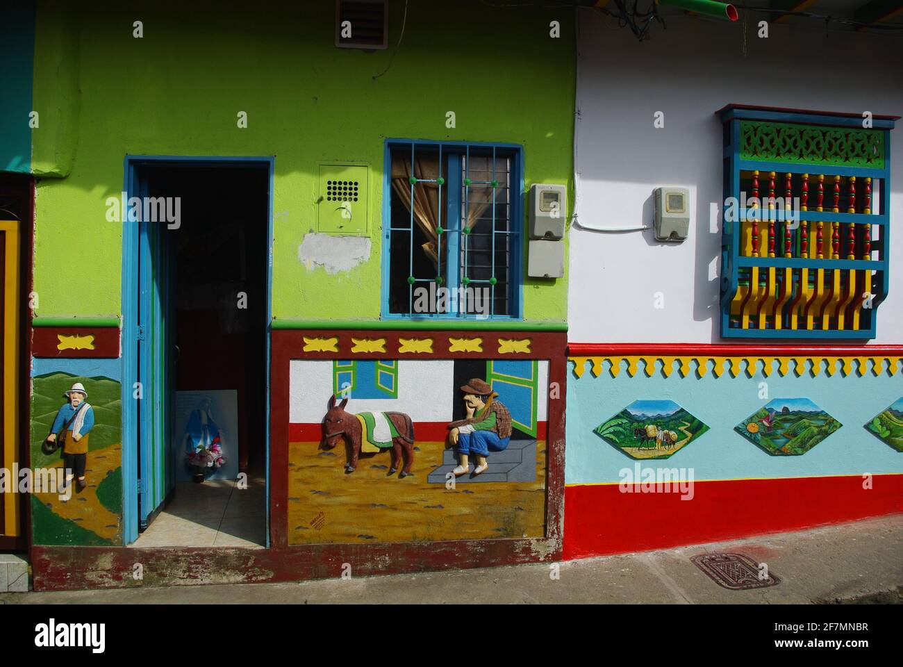 Gaily decorated traditional homes in Guatape, Colombia Stock Photo Alamy