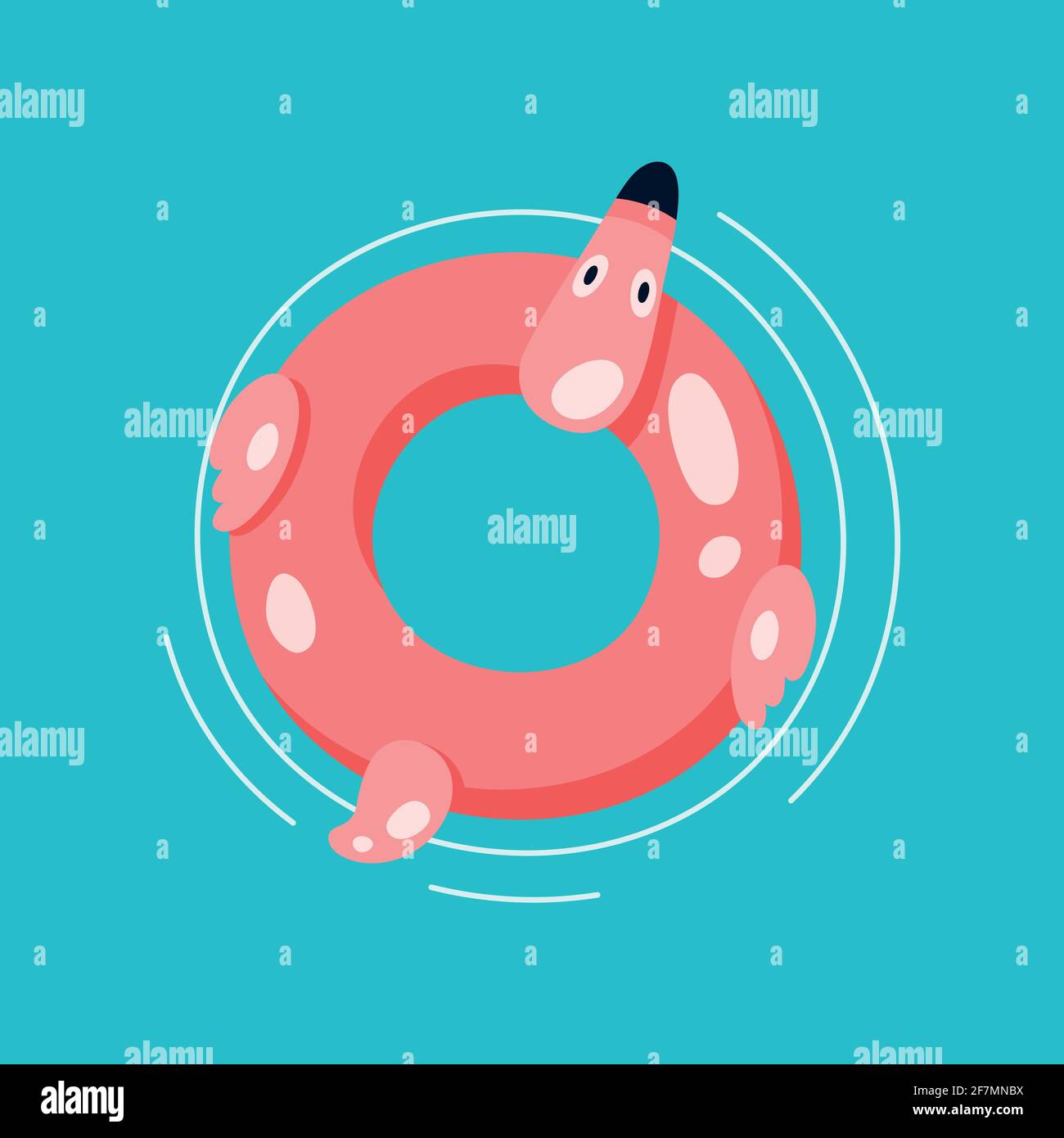 Flat lifebuoy, inflatable swimming ring. Vector illustration. Stock Vector