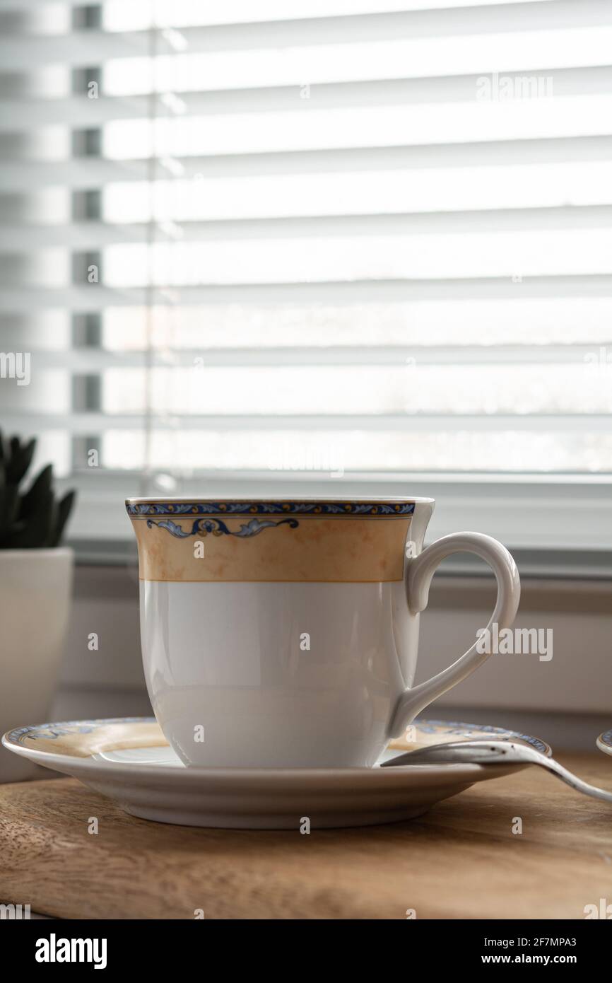 Cup Of Coffee Spoon And Saucer On The Background Of A Window On A Rainy Day Stock Photo Alamy Cup Of Coffee Spoon And Saucer On The Background Of A Window On A Rainy Day Stock Photo Alamy