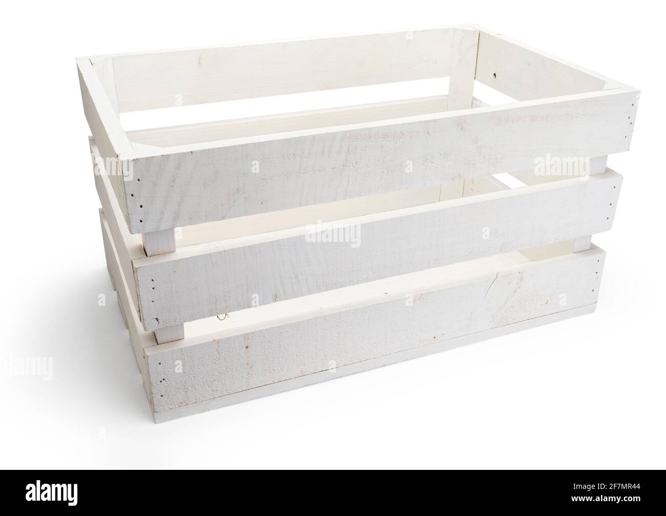 Empty fruit (apples) wooden box in white color. Isolated on white