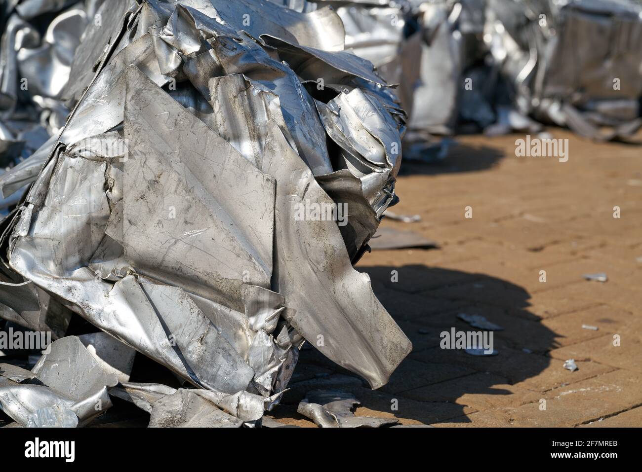 Scrap metal at a scrap yard in the port in Magdeburg in Germany Stock Photo