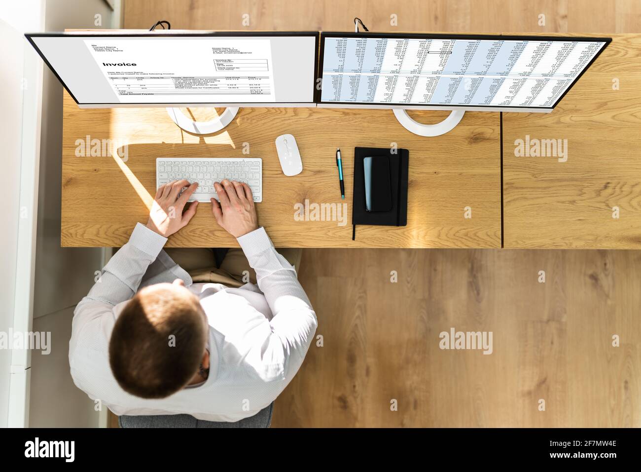 Spreadsheet Analyst Employee Worker. Medical Report On Computer Stock Photo