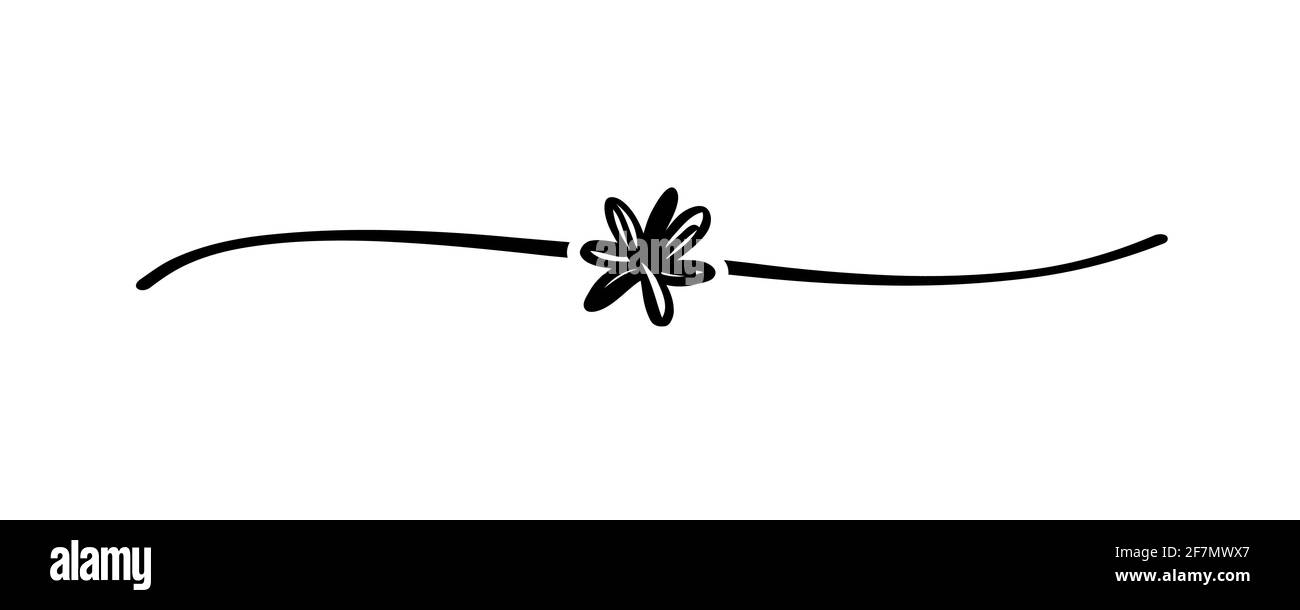 Hand drawn shape flower with cute sketch line, divider shape. Floral doodle isolated on white background for wedding, mother, woman or valentines day. Stock Vector