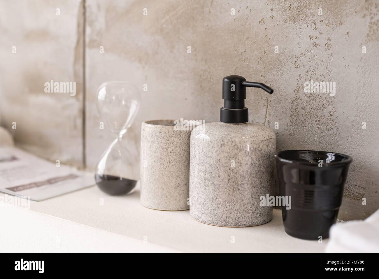 bathroom table, background of bathroom interior Stock Photo - Alamy