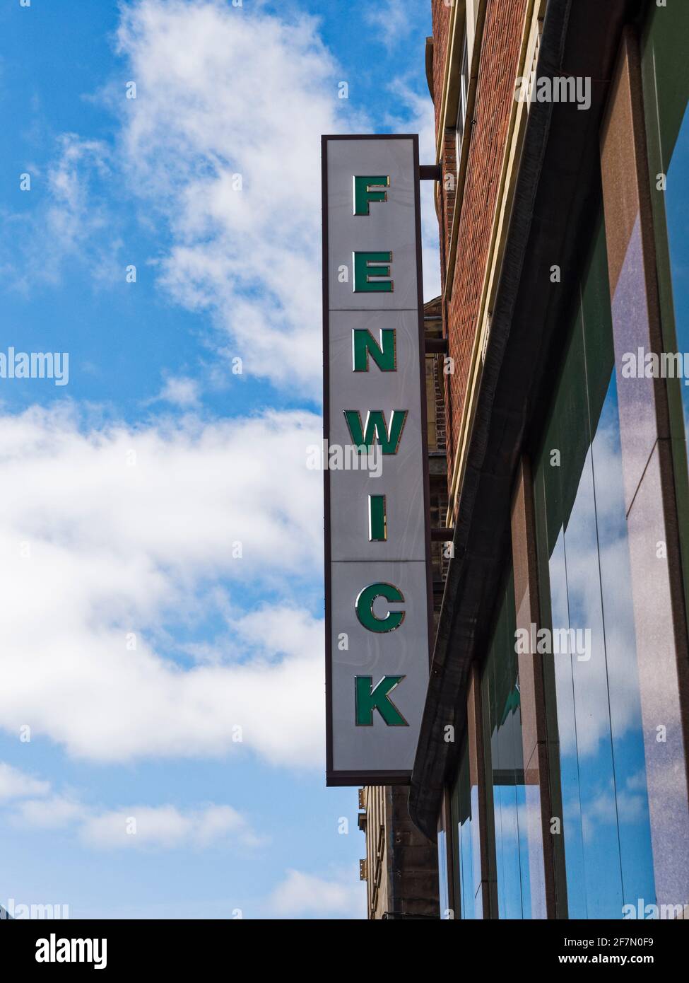 Fenwick department store sign on Northumberland Street, Newcastle upon Tyne, UK shuttered during the coronavirus pandemic. Stock Photo