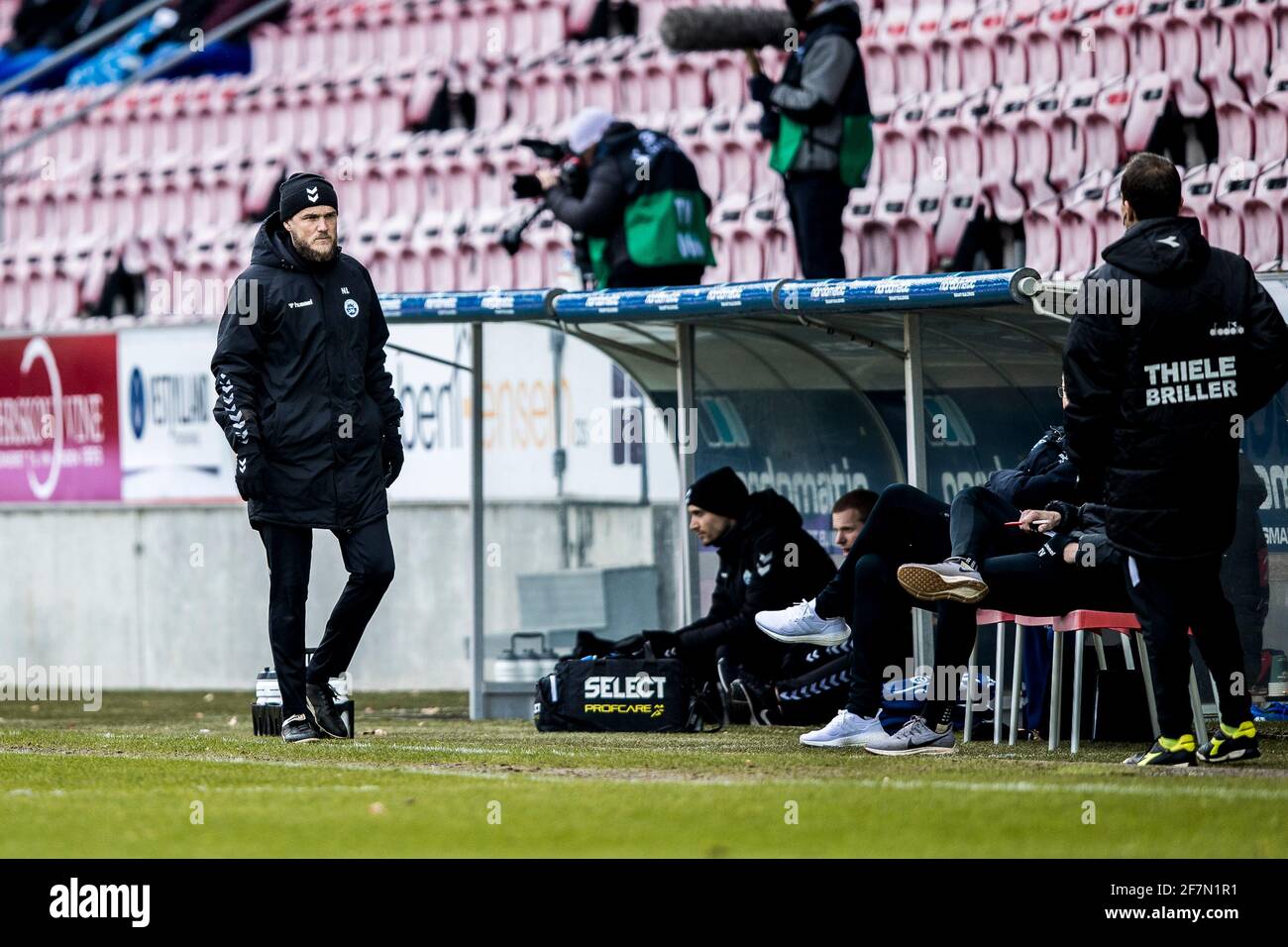 Herning, Denmark. 08th Apr, 2021. Assistant coach Niels Lodberg of  Soenderjyske seen during the Danish Sydbank Cup match between FC  Midtjylland and Soenderjyske at MCH Arena in Herning. (Photo Credit:  Gonzales Photo/Alamy