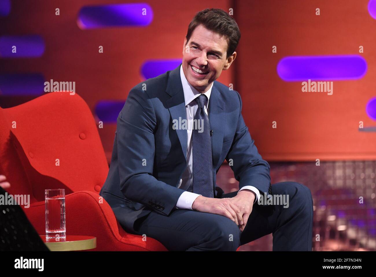 EDITORIAL USE ONLY Tom Cruise during filming for the Graham Norton Show at BBC Studioworks 6 Television Centre, Wood Lane, London, to be aired on BBC One on Friday evening. Stock Photo