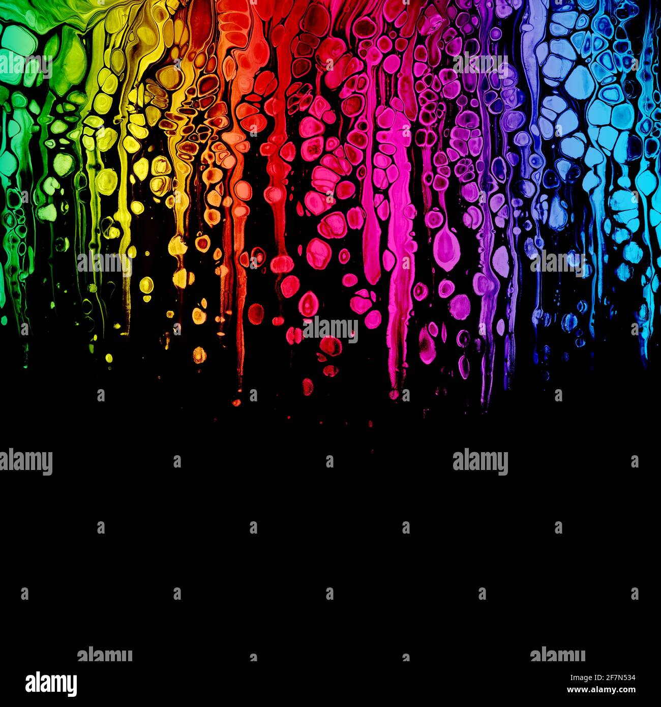 Colorful abstract acrylic dripping painting. Free flowing cells. Pouring. Stock Photo