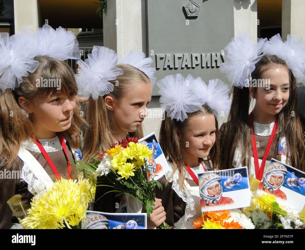 Unveiling the statue to Yuri Gagarin - the first man in cosmos at British Council building in London, UK Stock Photo