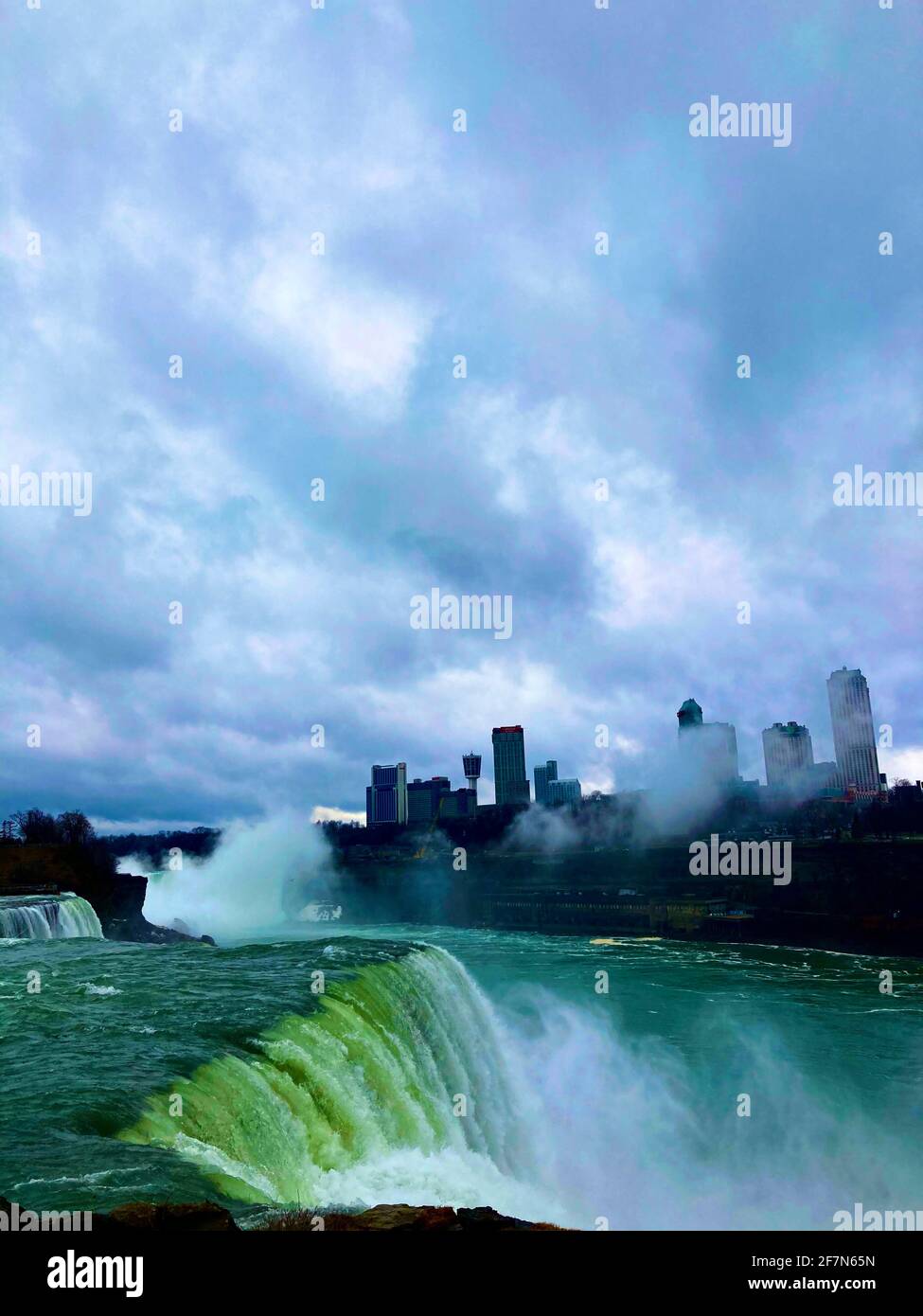 The smaller American Falls and Bridal Veil Falls, Niagara Falls, NY, St. Lawrence River