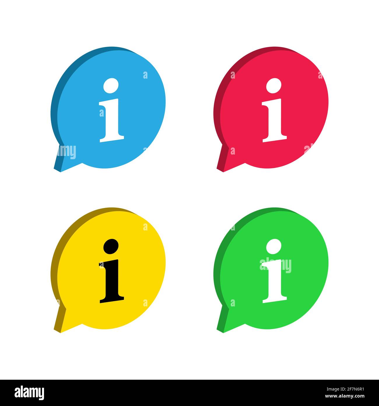 Information sign icon set. Info colorful speech bubble symbol isolated on white background Vector EPS 10 Stock Vector