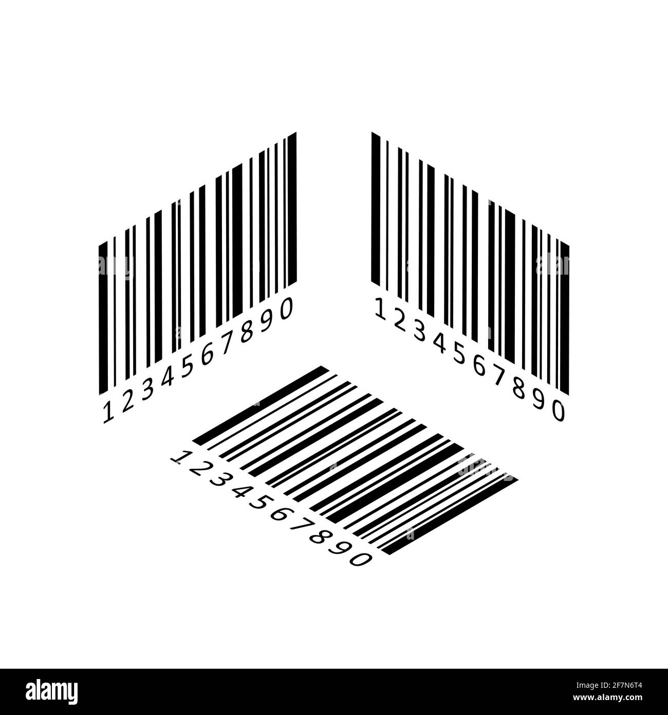 Bar code icon set in isometric style. Bar code symbols isolated on