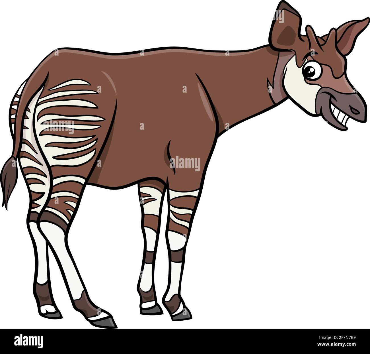 Cartoon illustration of funny okapi comic animal character Stock Vector