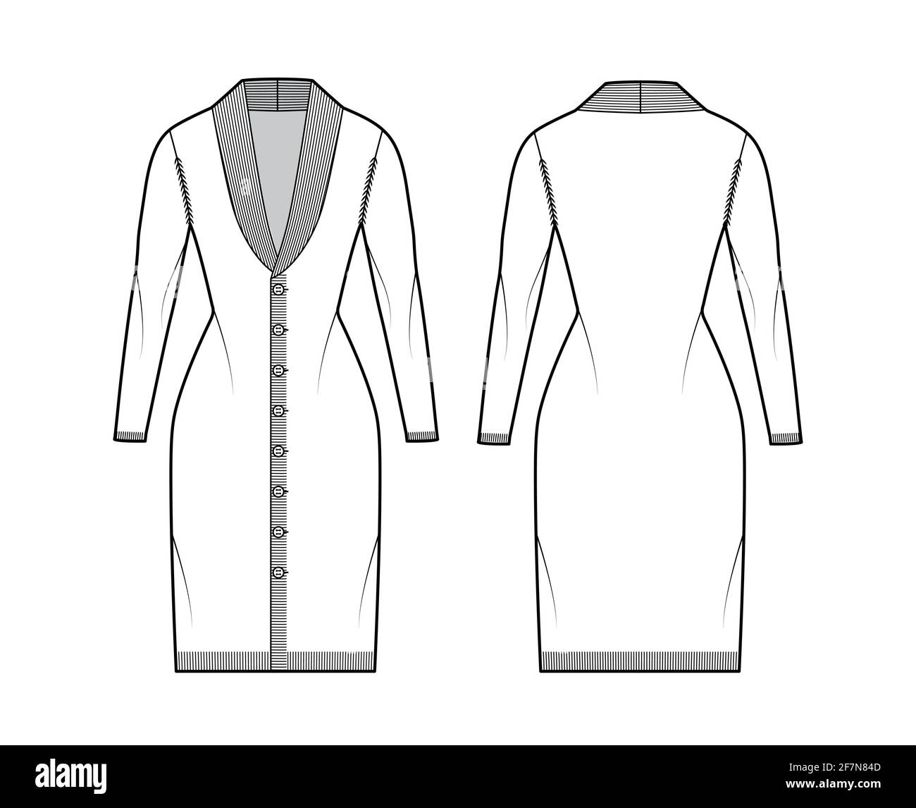 Cardigan dress Shawl collar Sweater 