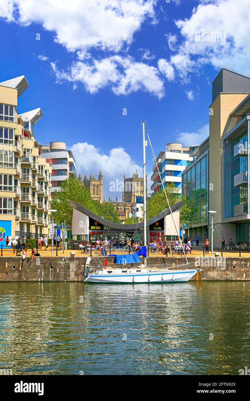 Bristol, Somerset, UK - May 23, 2012: The regeneration of Bristol dockyard into upmarket apartments Stock Photo