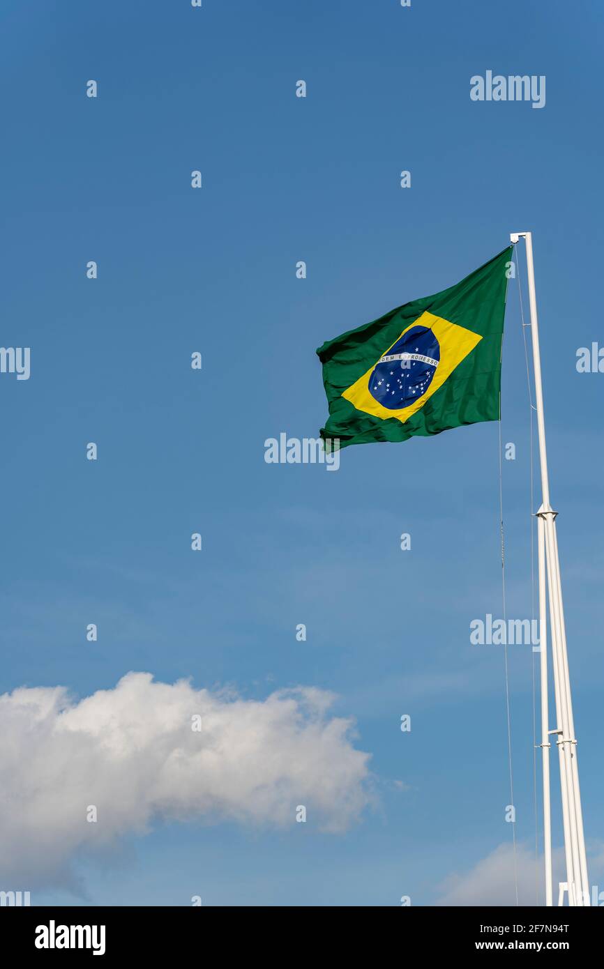 Flag of brazil in the wind hi-res stock photography and images - Alamy