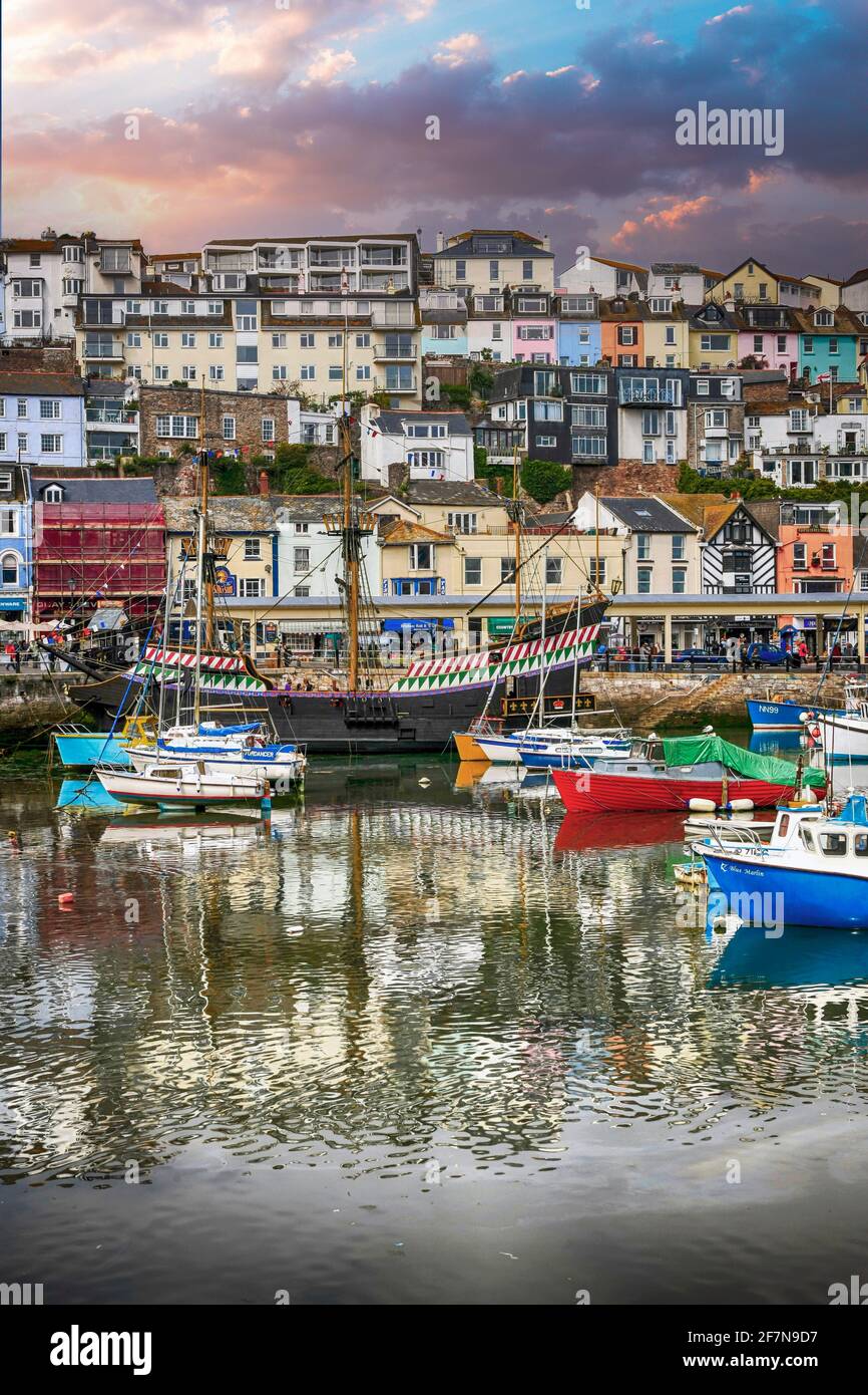 The picturesque harbor at Brixham in Devon Stock Photo