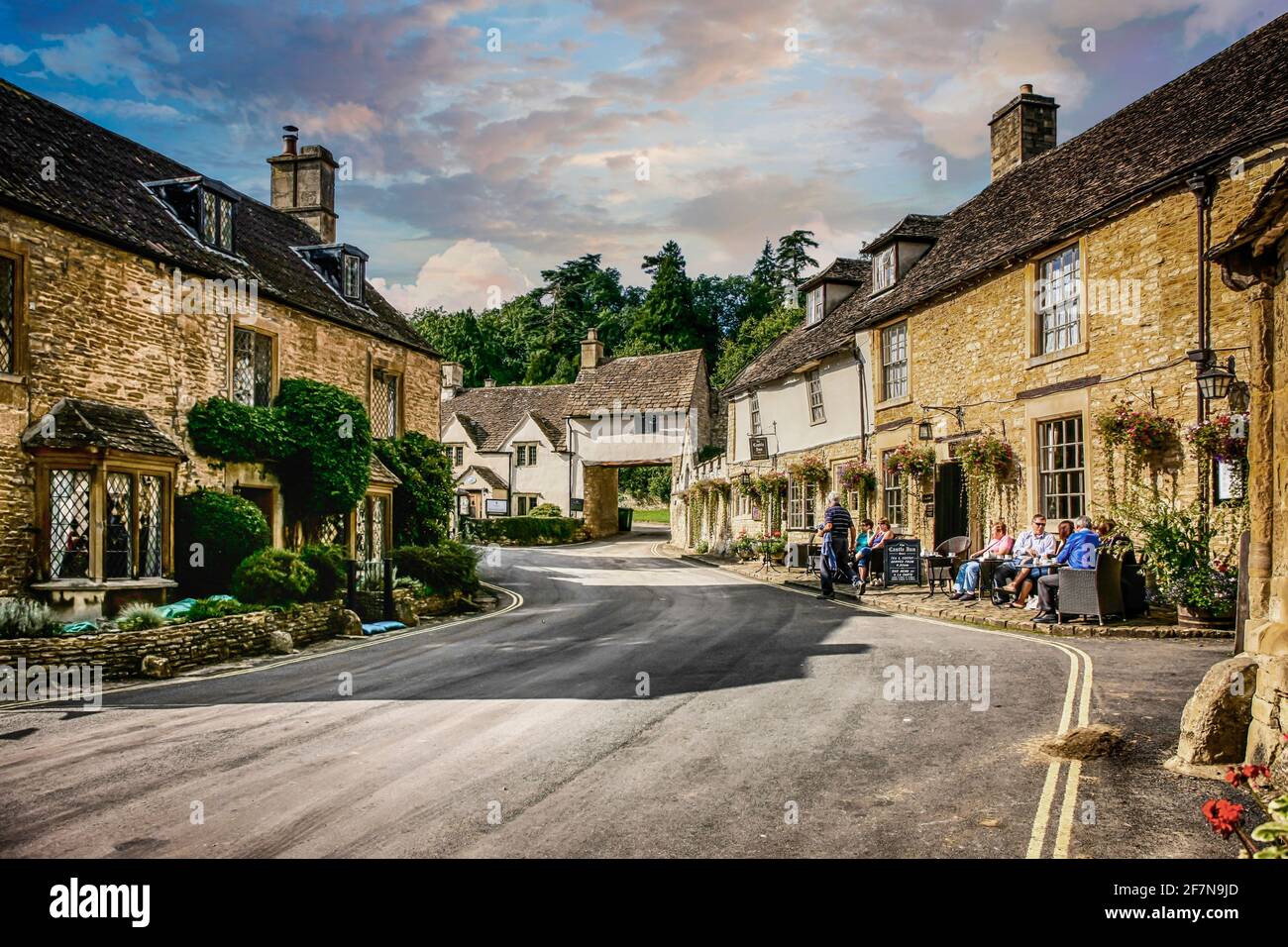 Castle Combe village Wiltshire - said to be the prettiest in  England Stock Photo
