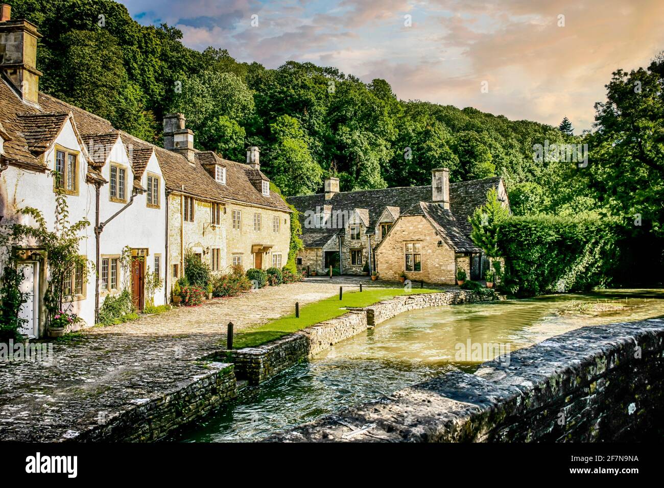 Castle Combe village Wiltshire - said to be the prettiest in  England Stock Photo