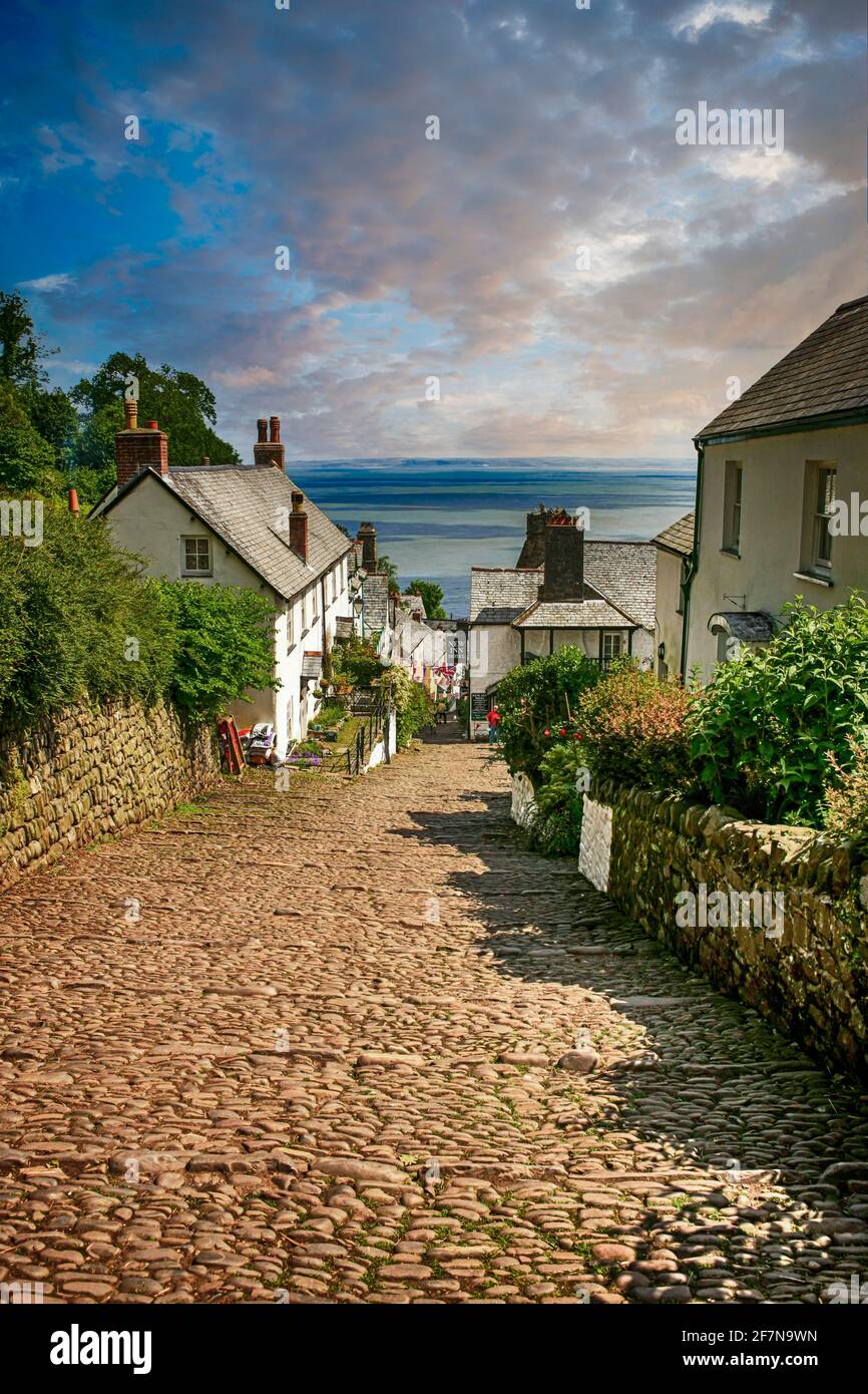 Cottages in the hillside village of Clovelly in Devon Stock Photo Alamy