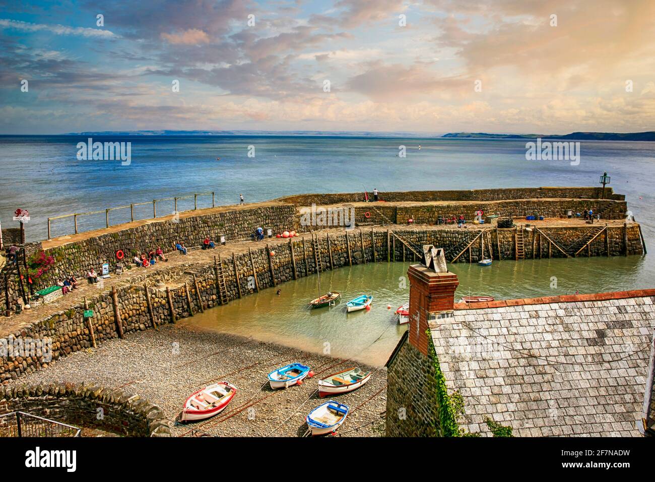 The breakwater and harbor at Clovelly in Devon, UK Stock Photo