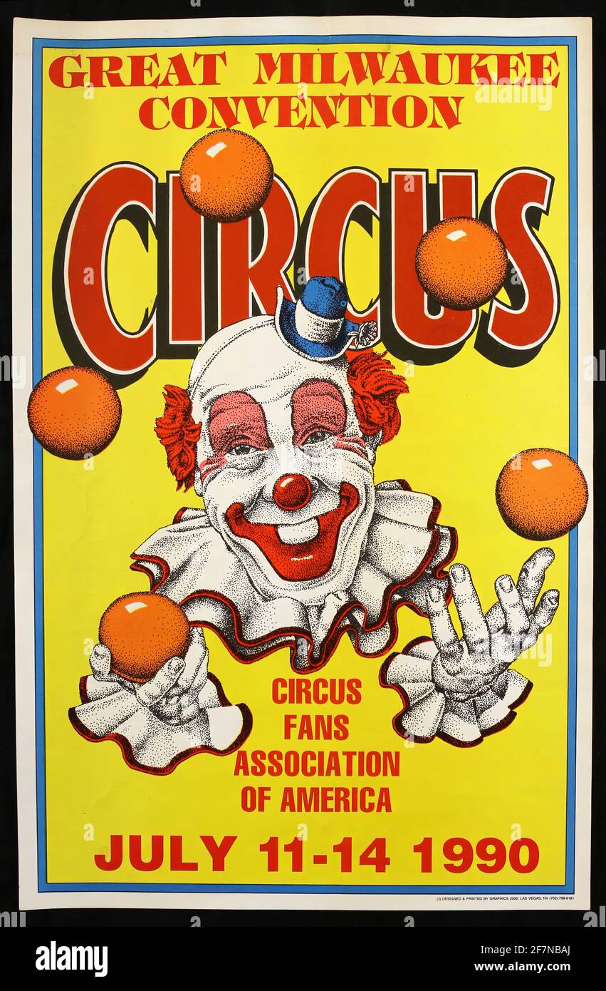 A circus poster for the Circus Fans Association of America Great Milwaukee  Convention Stock Photo - Alamy