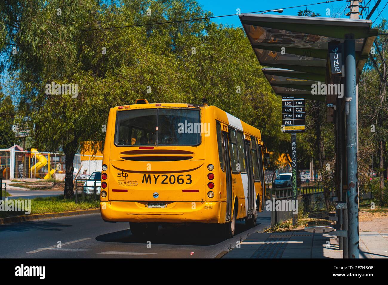 Santiago, Chile - February 2021: A Transantiago bus in Santiago Stock