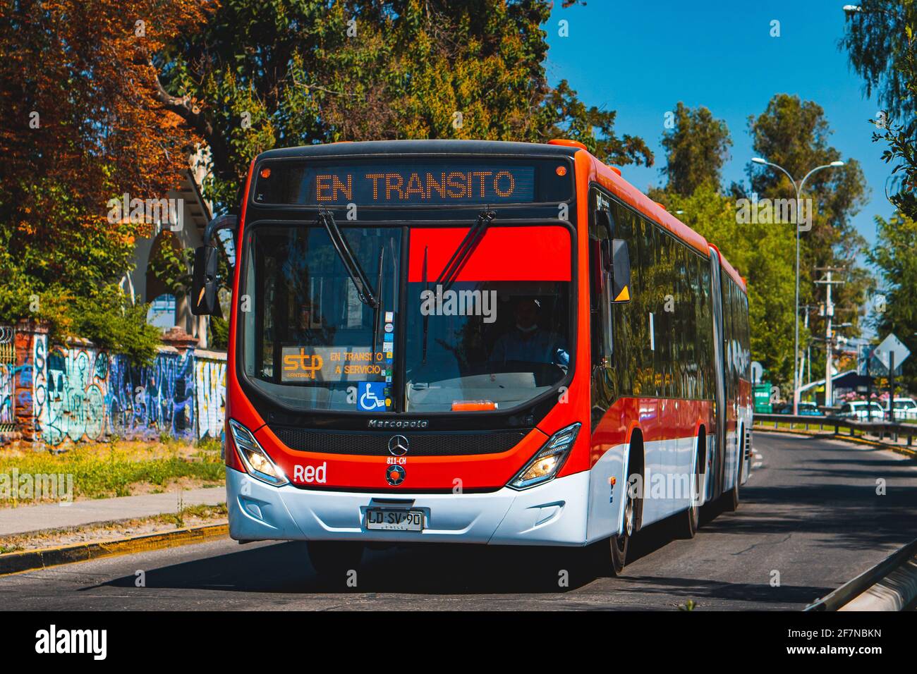 Santiago, Chile - February 2021: A Transantiago bus in Santiago Stock