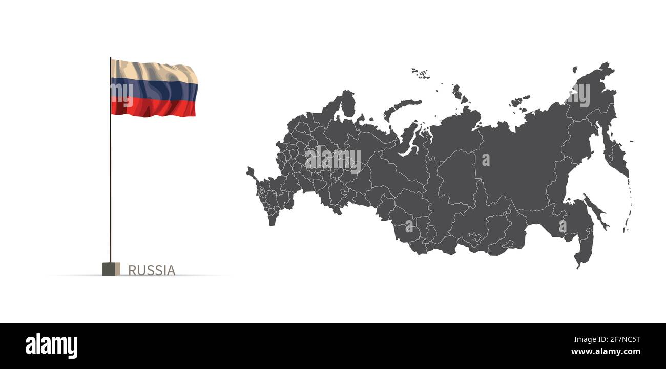 Russia flag map. Country outline with national flag Stock Photo - Alamy