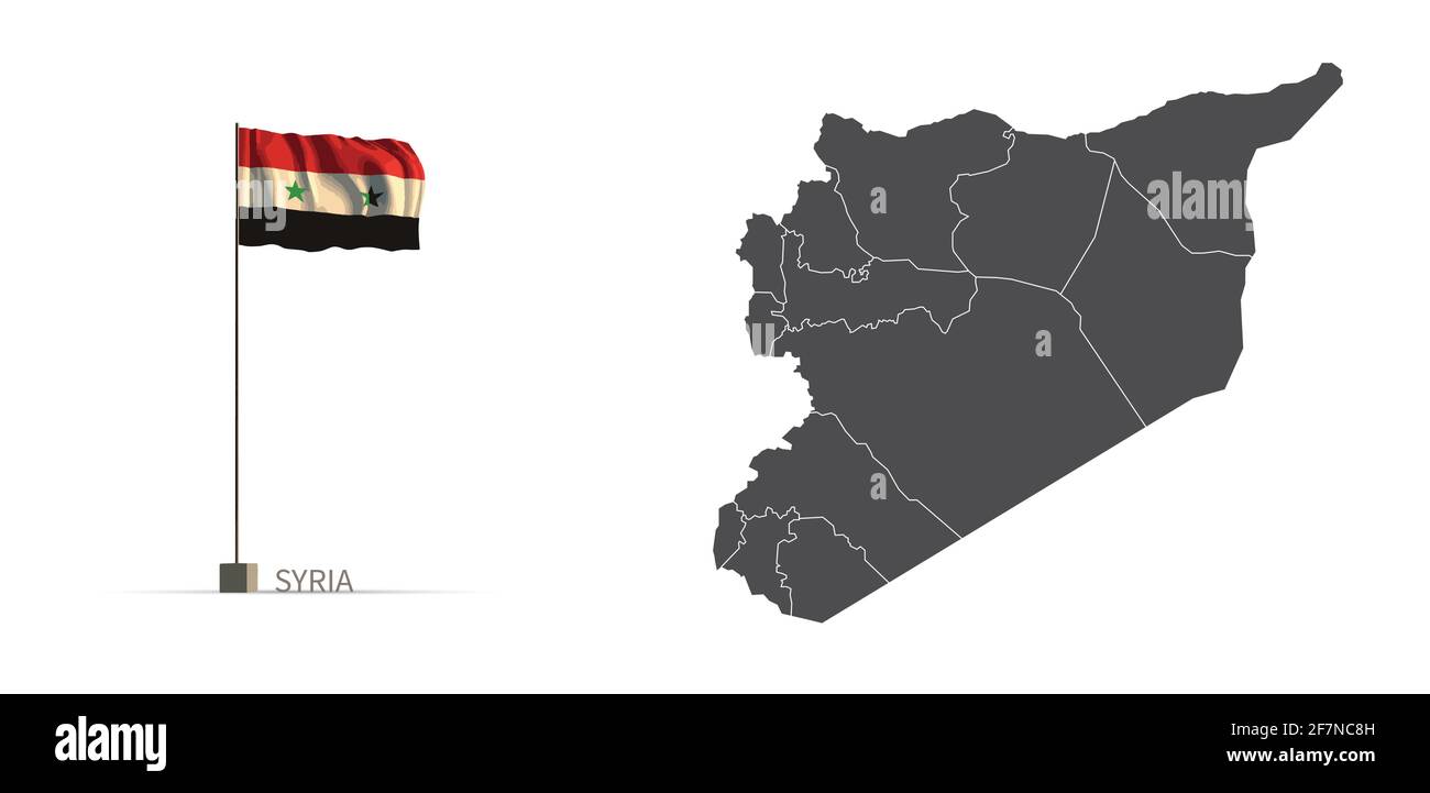 Map Syria Official Flag Illustration On Stock Vector (Royalty Free