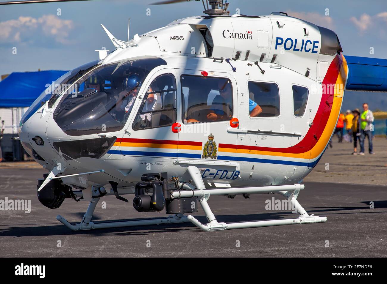 RCMP Airbus EC145 helicopter at Boundary Bay Stock Photo