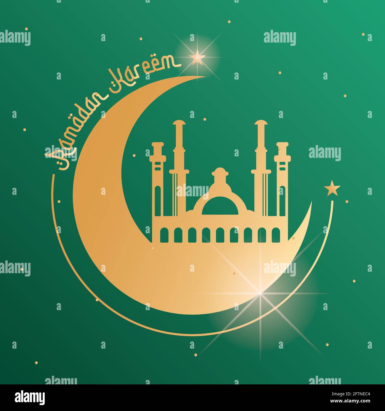 Golden arab mosque on a moon. Ramadan Kareem poster - Vector ...