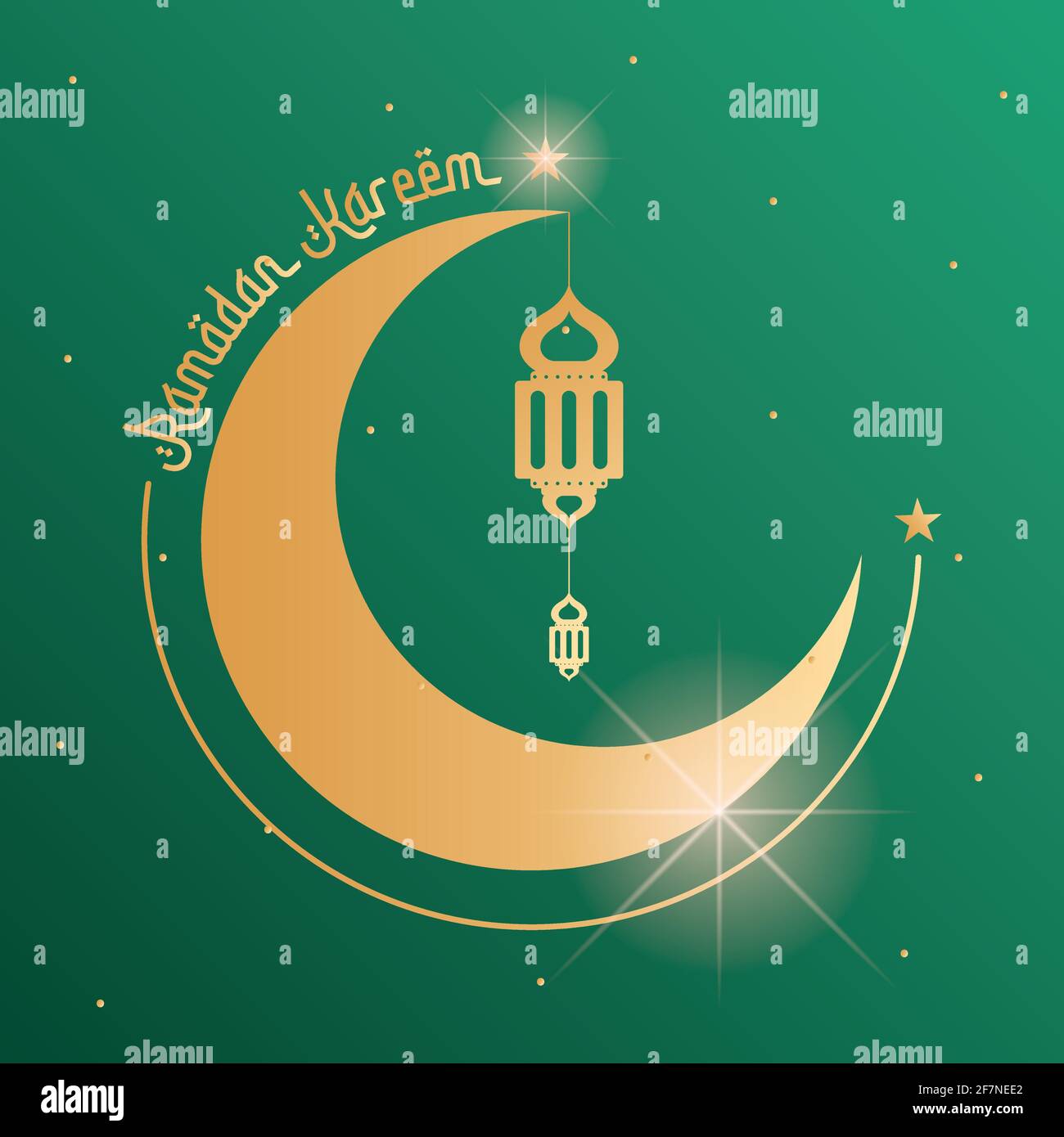 Golden arab lamp on a moon. Ramadan Kareem poster - Vector illustration ...