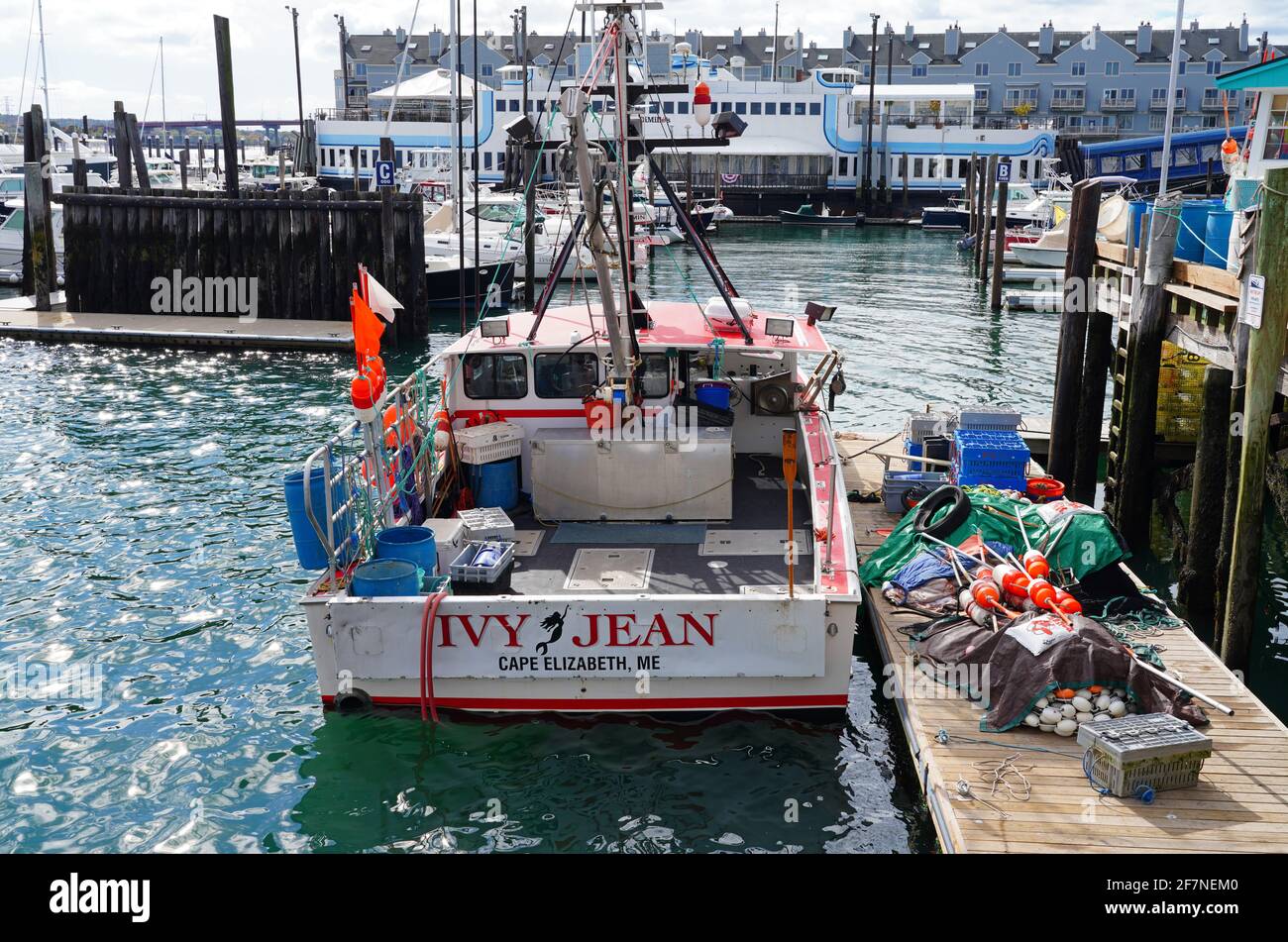PORTLAND, ME 10 OCT 2020 View of lobster boats in the Portland harbor