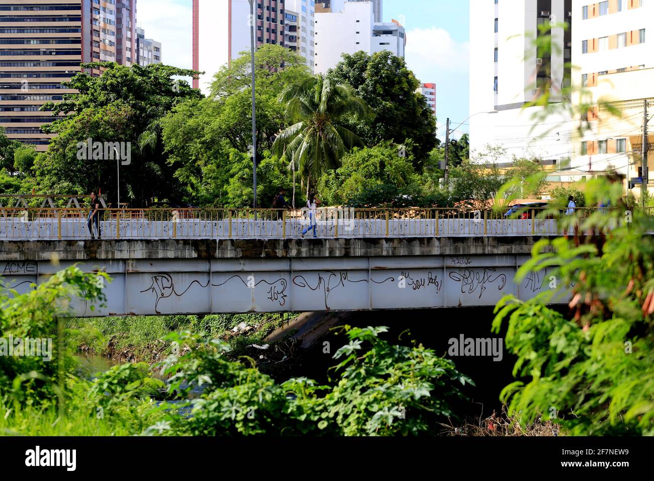 salvador, bahia / brazil - april 17, 2019: bridge is seen with vandalism design in the city of salvador. *** Local Caption *** Stock Photo