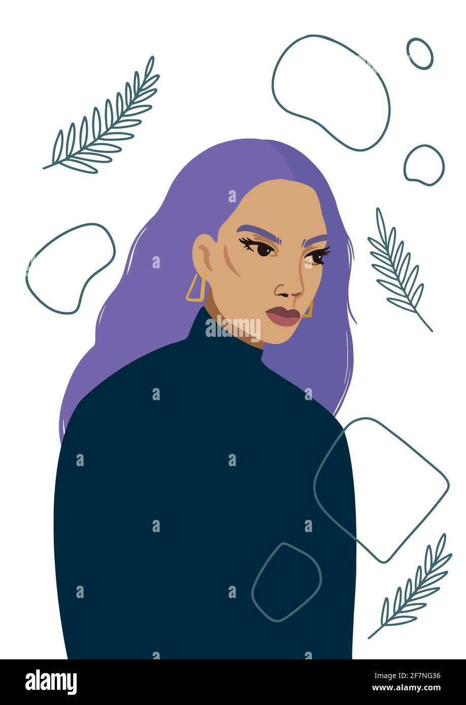 Beautiful young woman in modern minimalistic style. Stock Vector