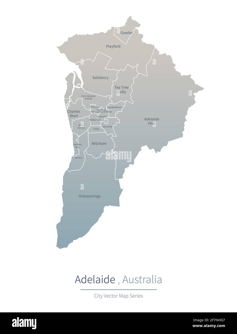 Adelaide Map. vector map of major city in the australia Stock Vector