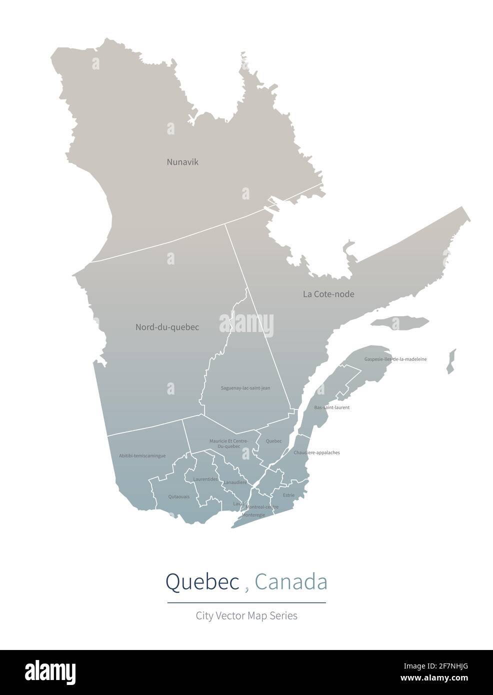 Quebec Map. vector map of major city in the canada. Stock Vector