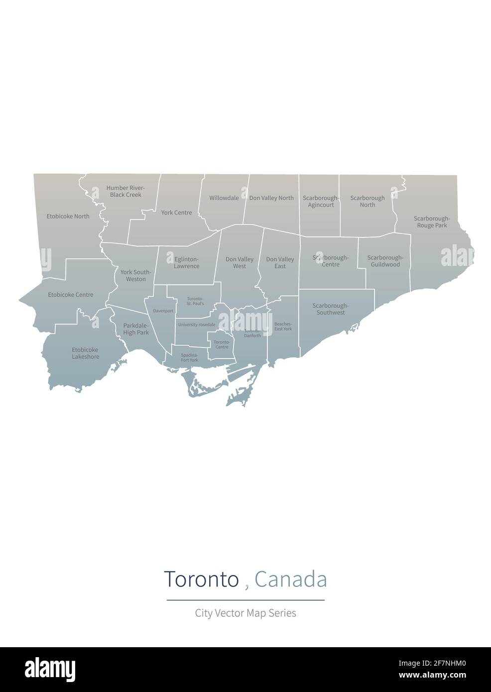 Toronto Map. vector map of major city in the Canada. Stock Vector