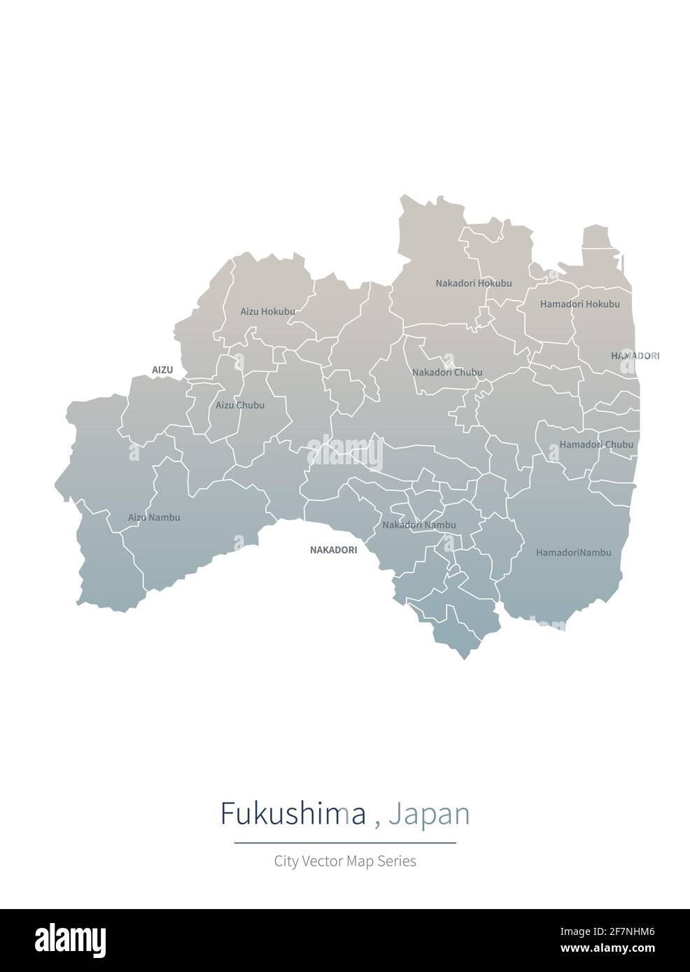 fukushima Map. vector map of major city in the Japan. Stock Vector