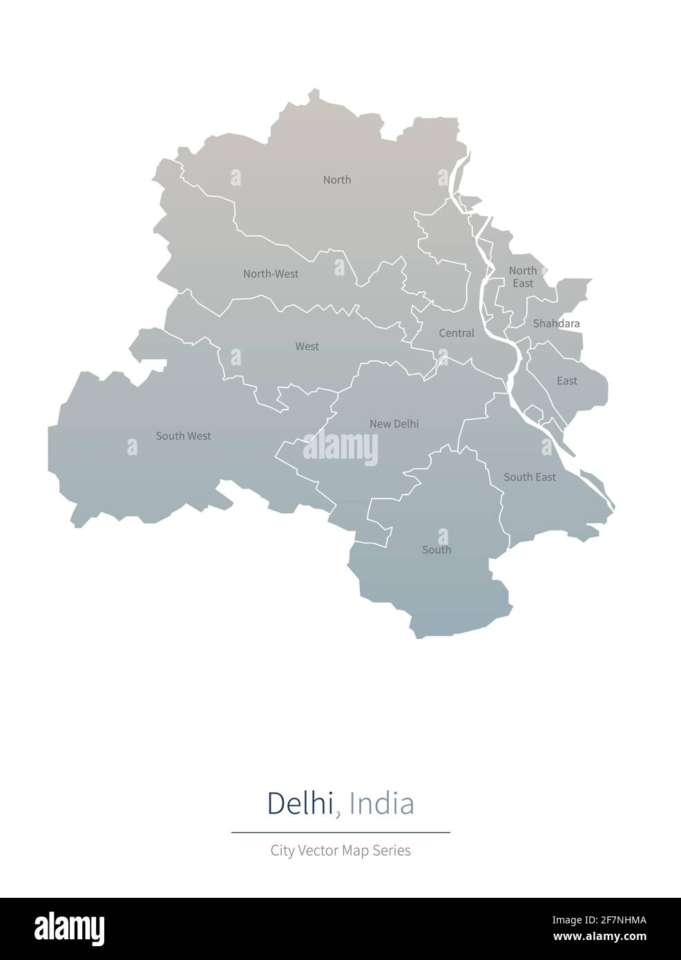 Delhi Map. vector map of major city in the India Stock Vector