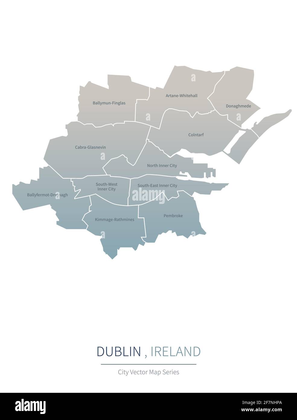 Dublin Map. vector map of major city in the Ireland. Stock Vector