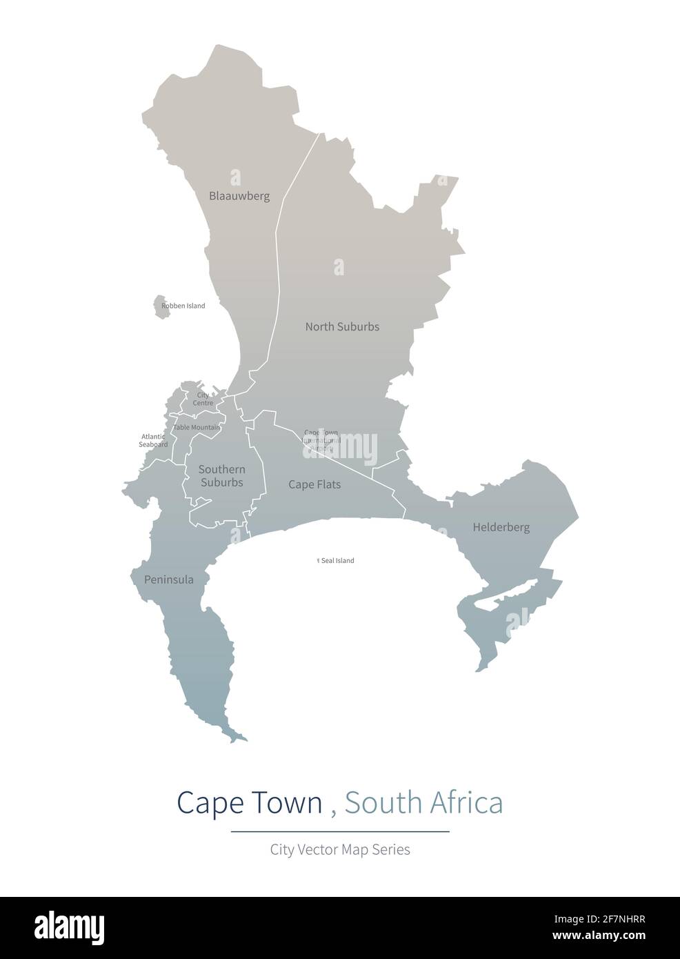 capetown Map. vector map of major city in the south africa. Stock Vector