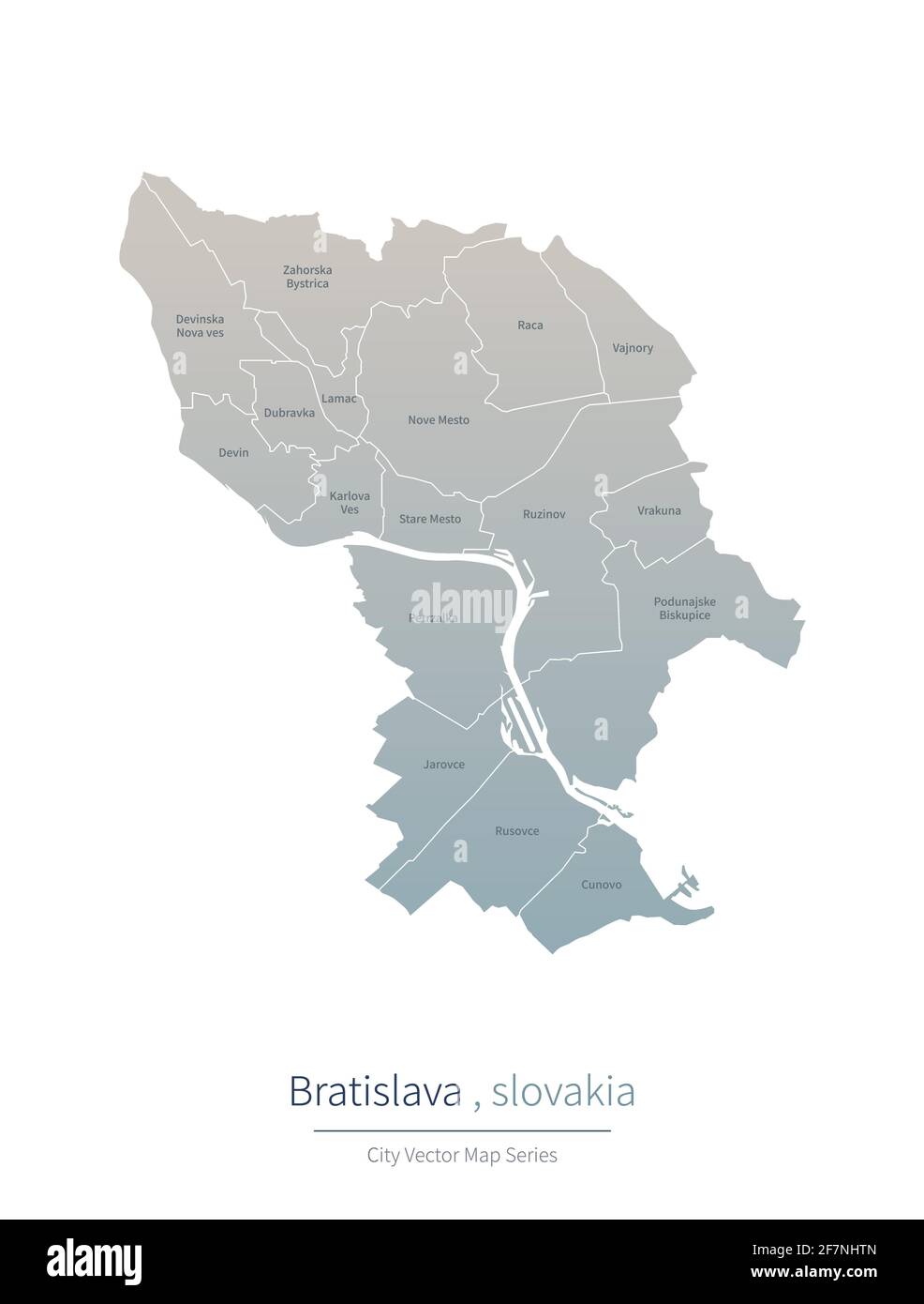 Bratislava Map. vector map of major city in the Slovakia. Stock Vector