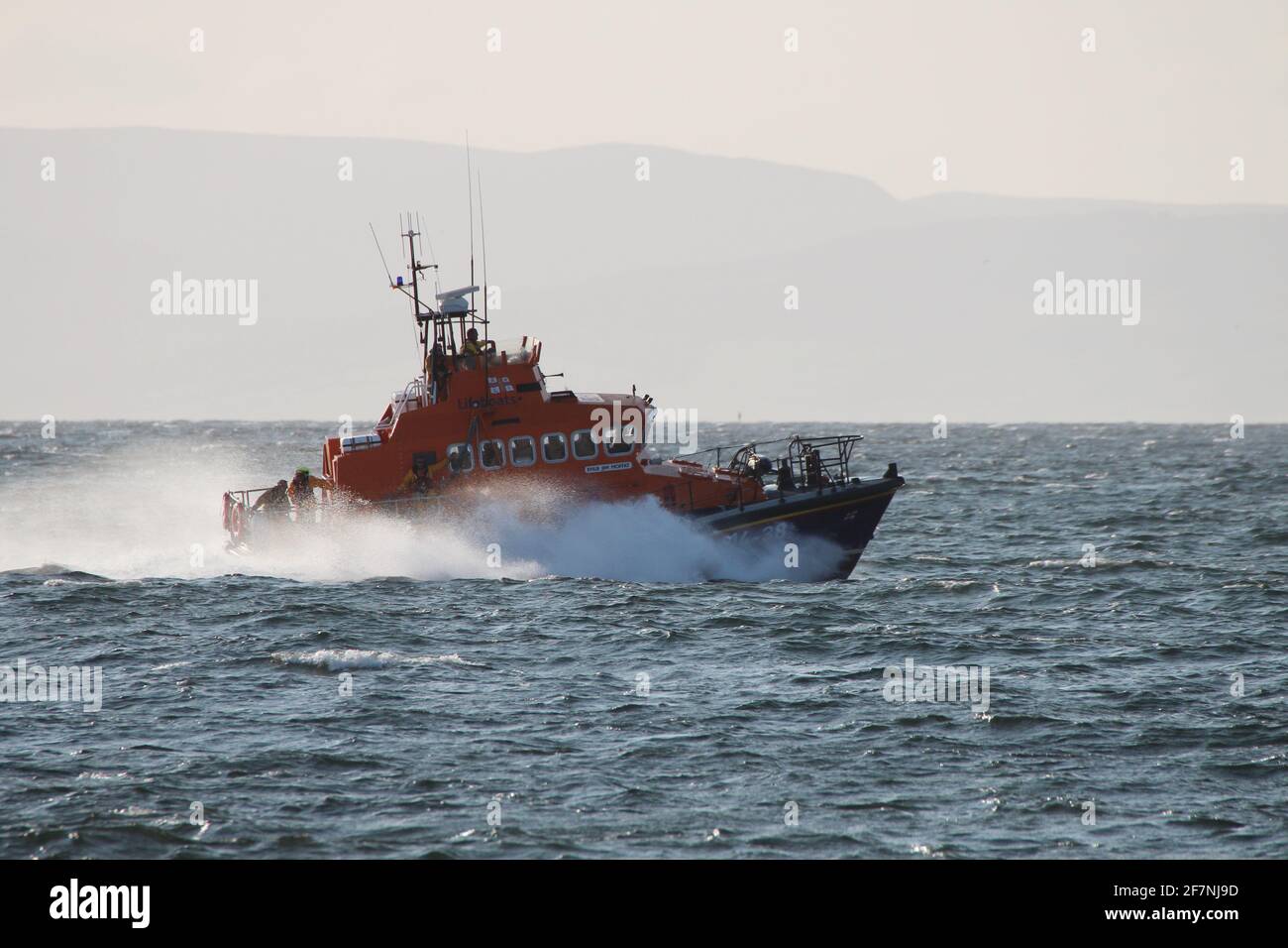 RNLB Jim Moffat (14-38), a Trent-class lifeboat operated by the Royal National Lifeboat Institution (RNLI), at Ayr during the Scottish Airshow in 2015 Stock Photo