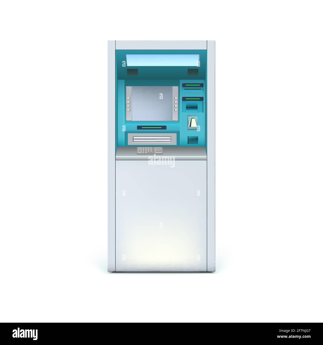 Standing ATM machine isolated on white background. Stock Vector