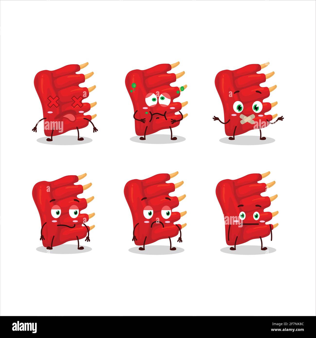 Beef ribs cartoon character with nope expression. Vector illustration