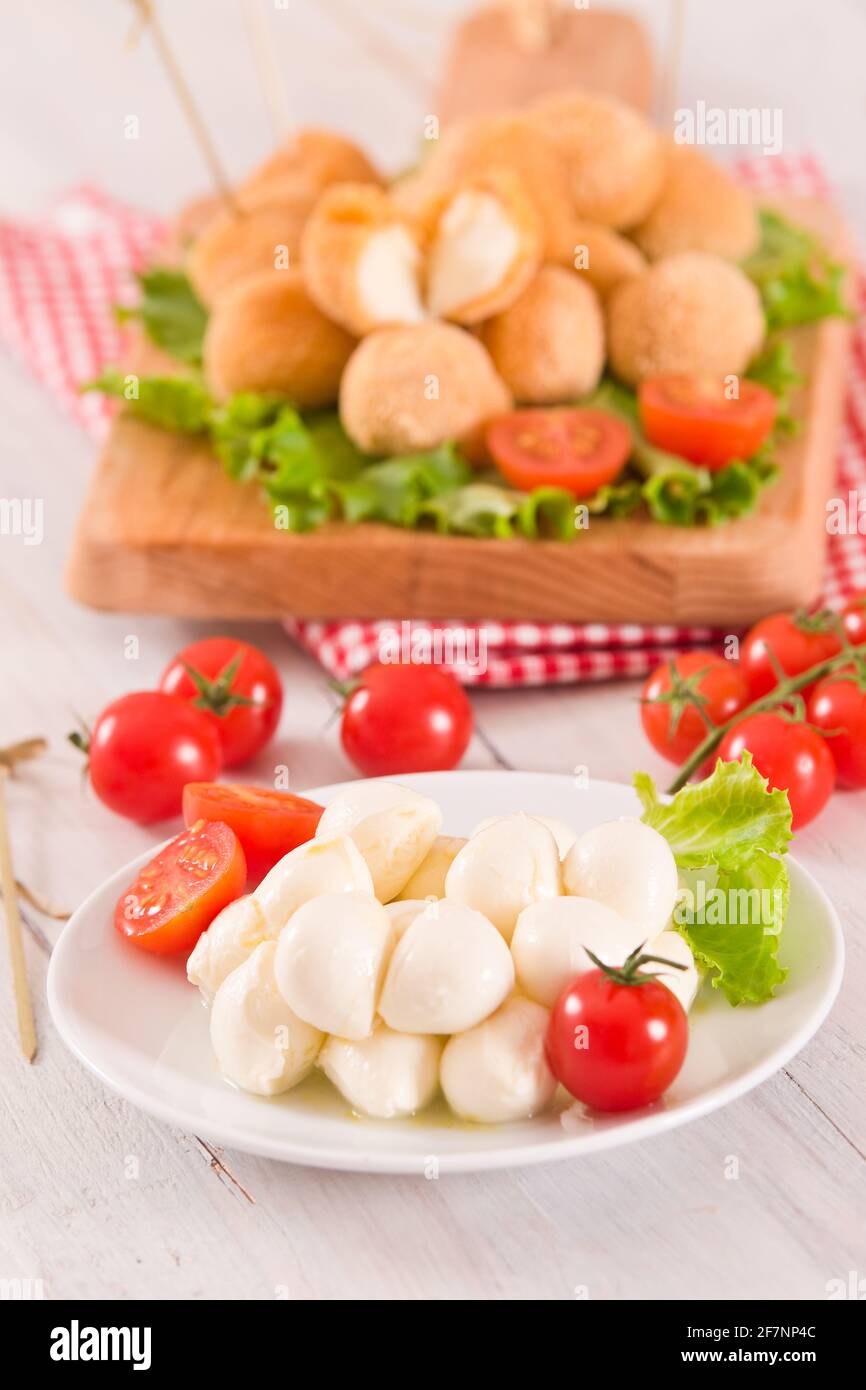 Fried Mozzarella cheese balls Stock Photo Alamy